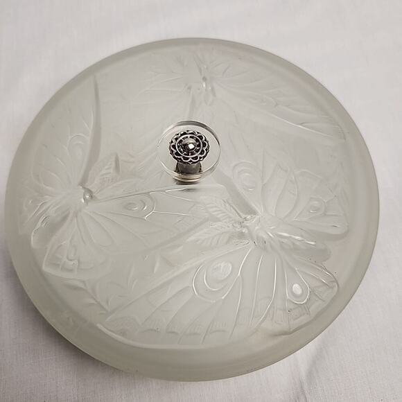 Vintage 1930s Art Deco Verlys France Crystal Butterfly Dresser Box Signed - Picture 4 of 8